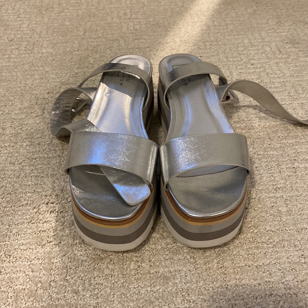 Silver Platform Sandals - image 3
